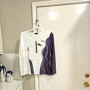 NWOT Chic Me Quarter zip long sleeved jersey w women's face XL